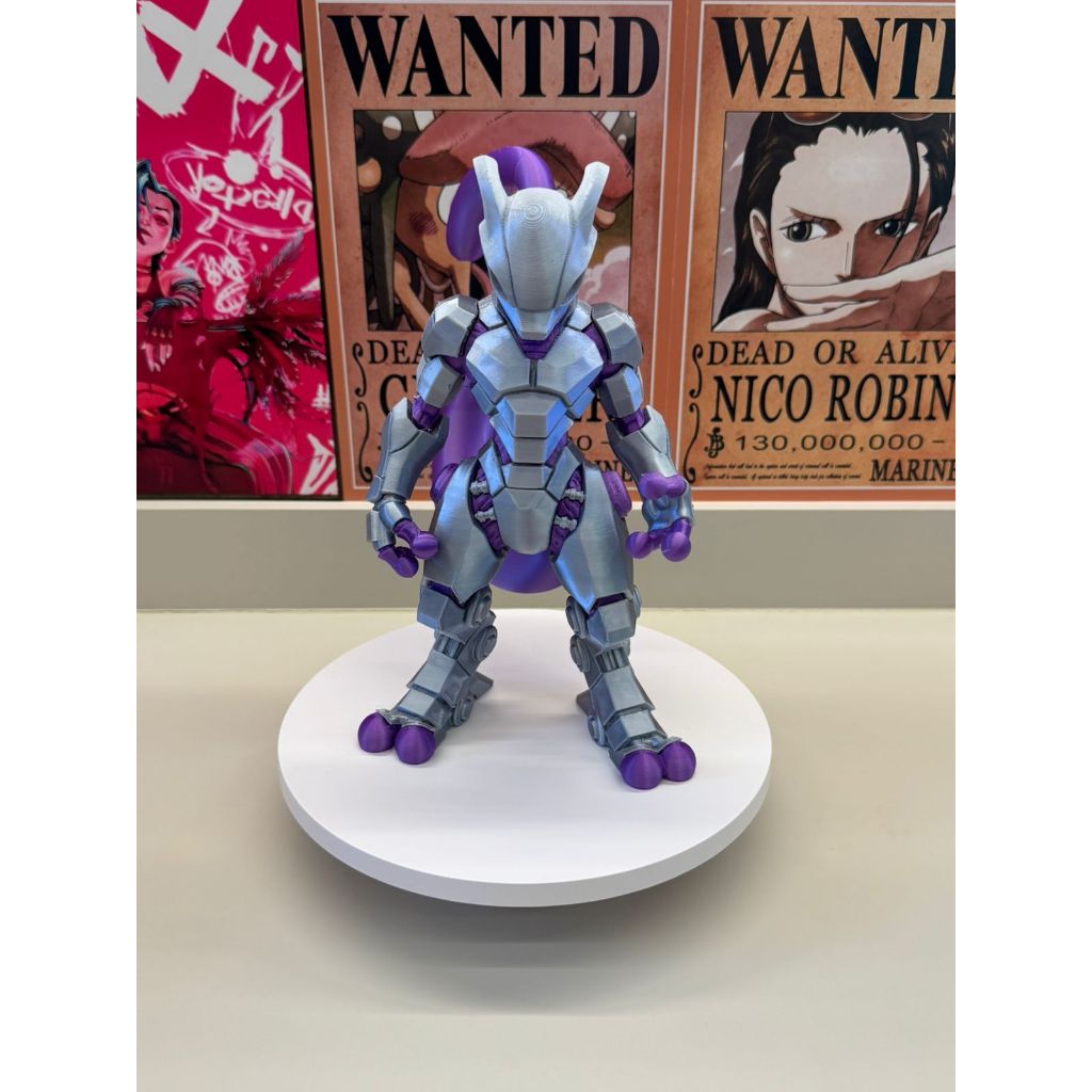 Action Figure Mewtwo Mecha Fanart – Pokémon | 25cm | Roxo e Prata