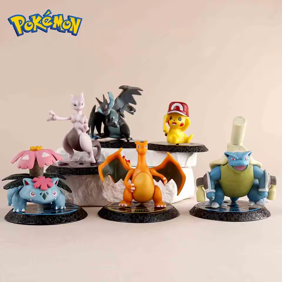 Pokémon dupla 6-7cm Action figure Charizard, Pikachu, Mewtwo e Venusaur