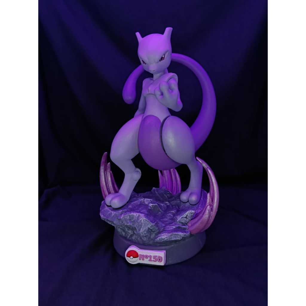 Mewtwo - Pokémon - Estatueta - Figura em Resina - Anime - Colecionáveis - 20cm