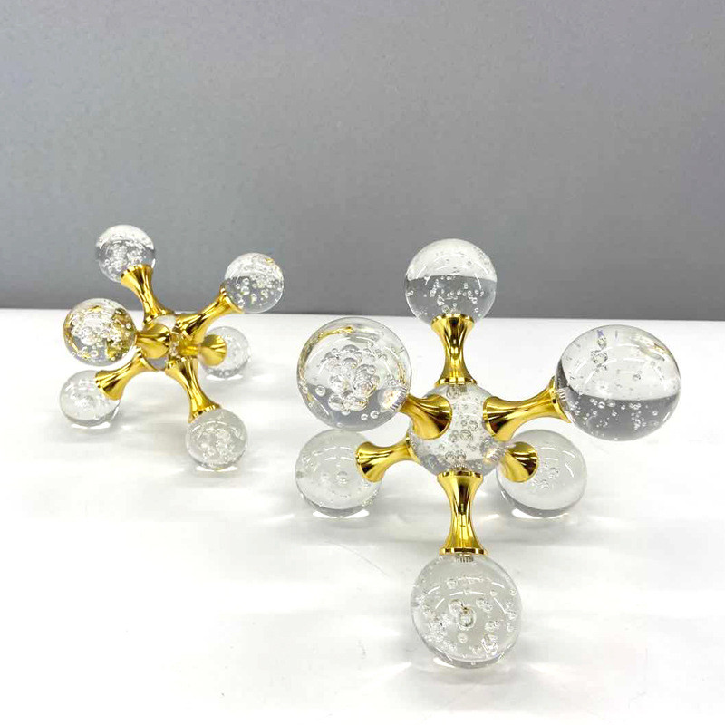 R8DT Crystal molecular cross, modern minimalist gold geometric sphere ornament, book stand, model room display, sales of