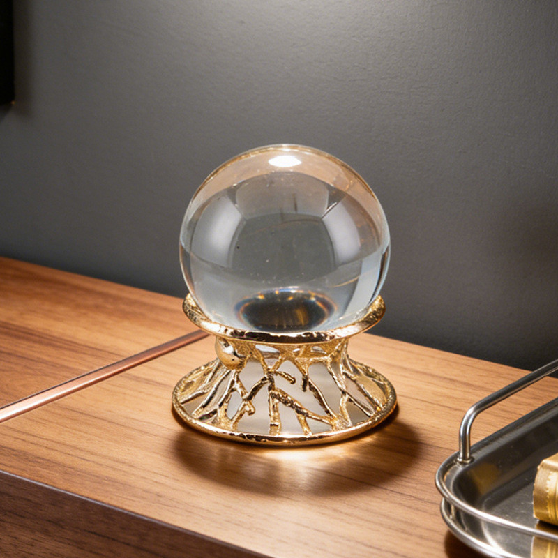 HRVG Luxury-style hollow crystal sphere ornament, suitable for display in model homes, sales offices, living rooms, bedr