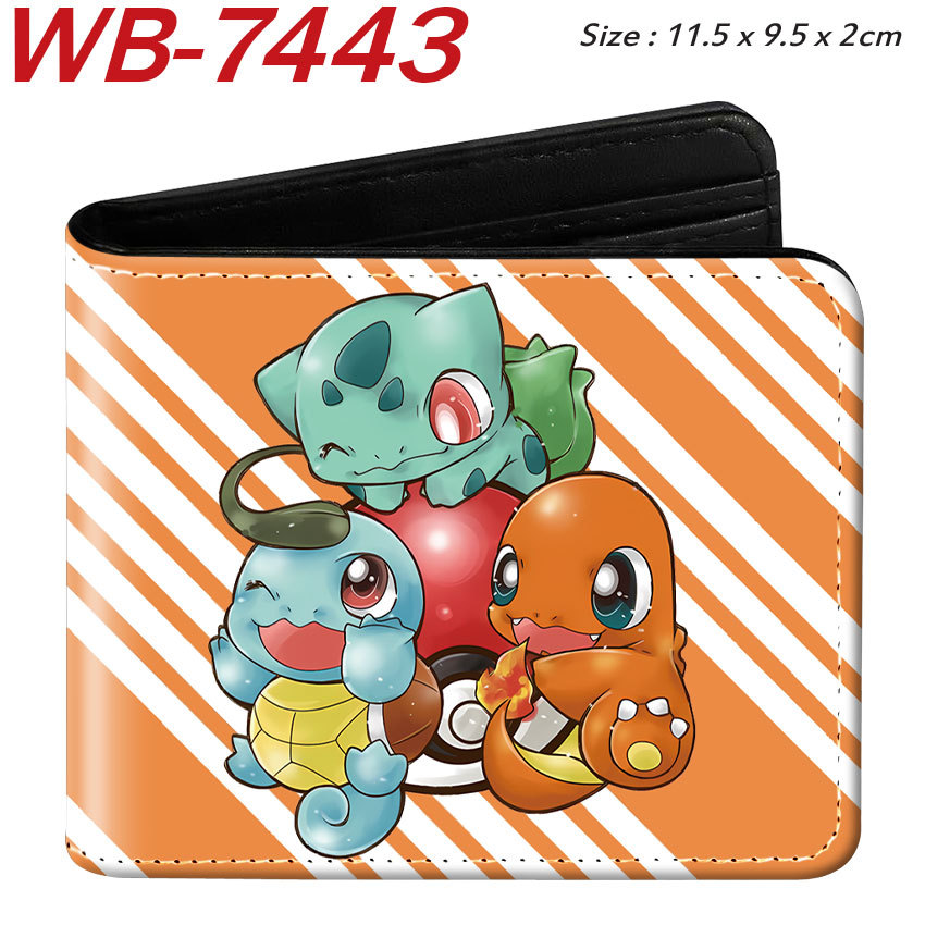 Charmander Squirtle Cartoon Pu Couro Carteira De Cartão De Estudante Menino E Menina Com Bolso Para Moedas