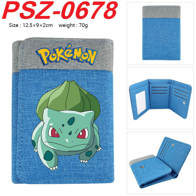 Charmander Squirtle Cartoon Três Dobras Fivela Escondida Lona Carteira Juvenil Cartão De Estudante Bolsa Presente