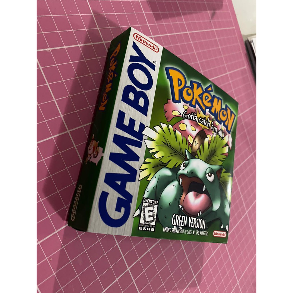 caixa com berço repro artesanal para pokemon green de gameboy classic gb