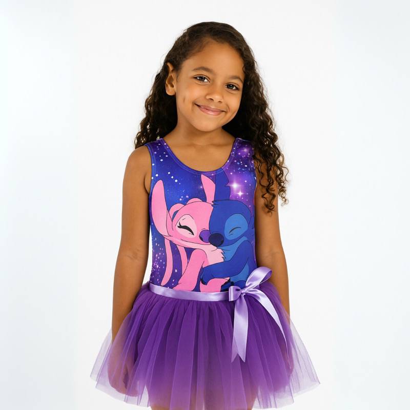 Body Infantil de Carnaval Angel e Stitch Colorido