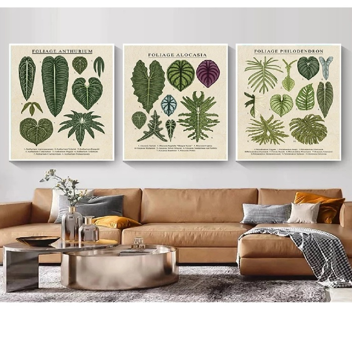 Quadros decorativos Foliage Philodendron Plant (3 peças)