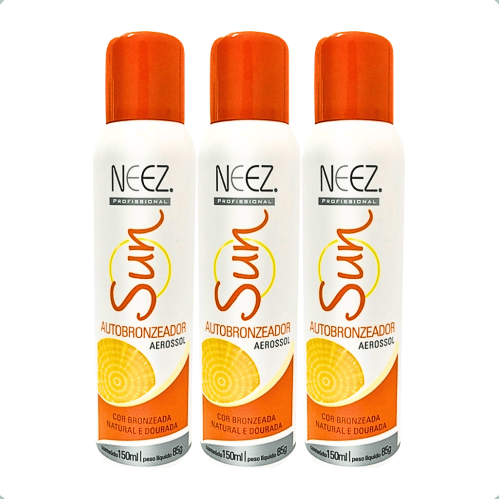 Kit 3 Autobronzeador Sun Neez Profissional Bronzeado Natural Imediato Bronze Sem Sol 150ml