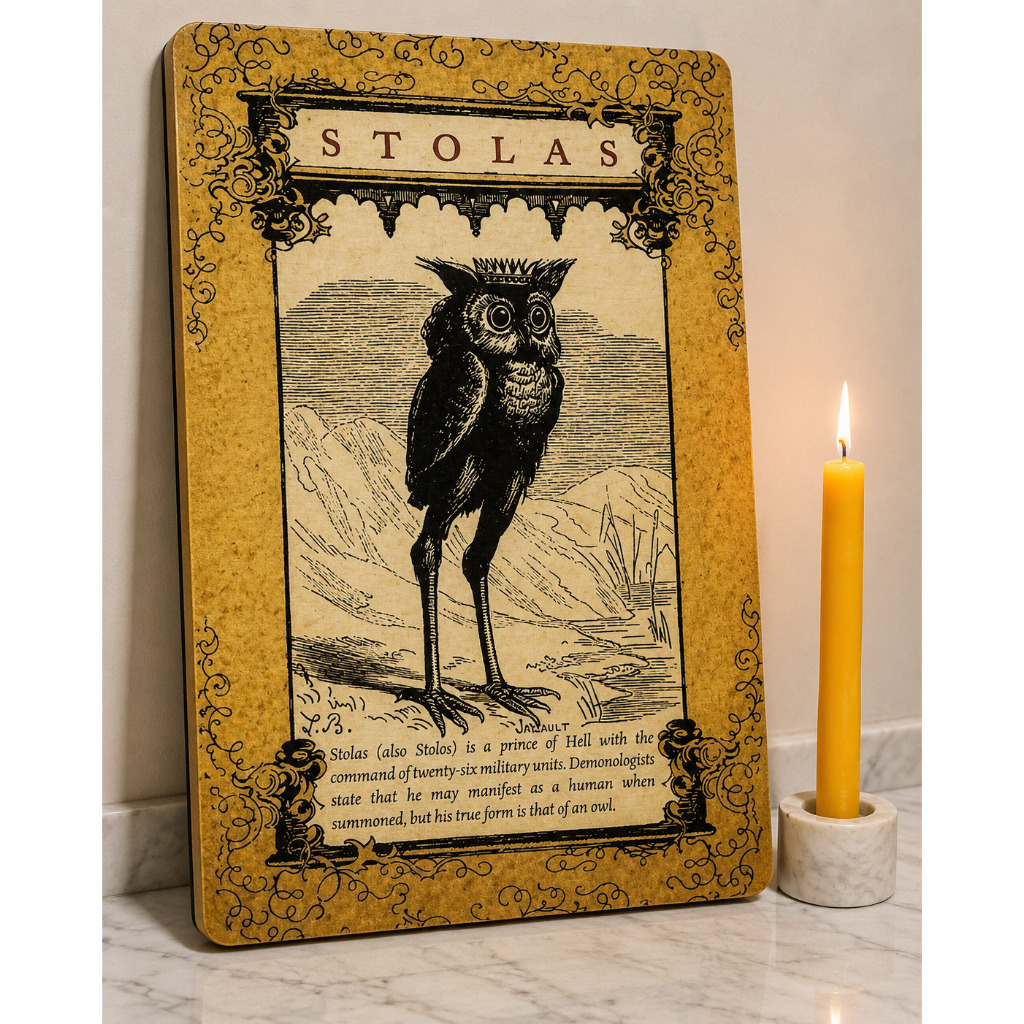 Quadro Decorativo Demon Stolas Goetia - Sabedoria Natural e Estrelas - Ensina Astrologia, botânica e Magia Natural