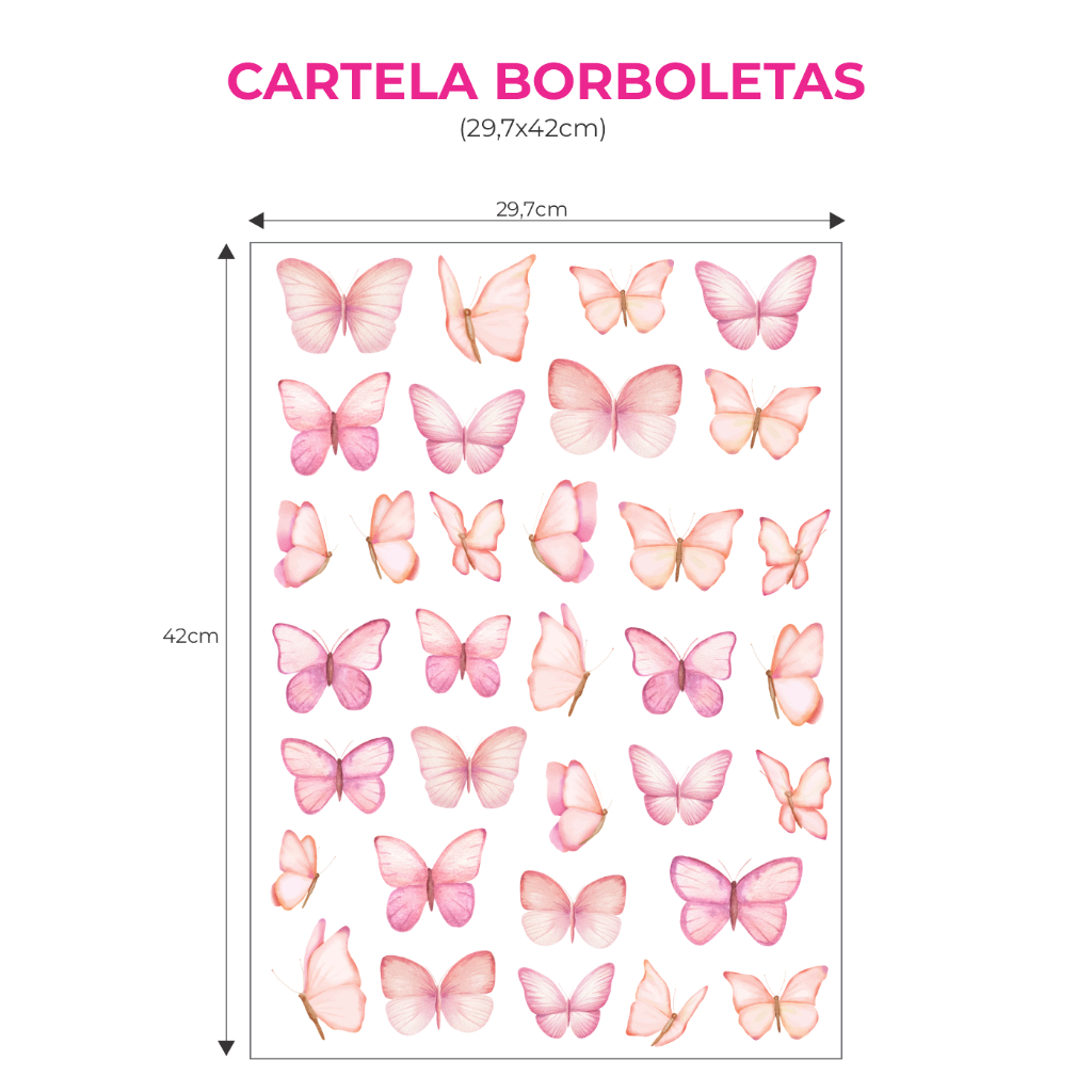 Adesivo de Parede Decorativo Quarto infantil Borboletas e Ursinhos Cartelas Variadas