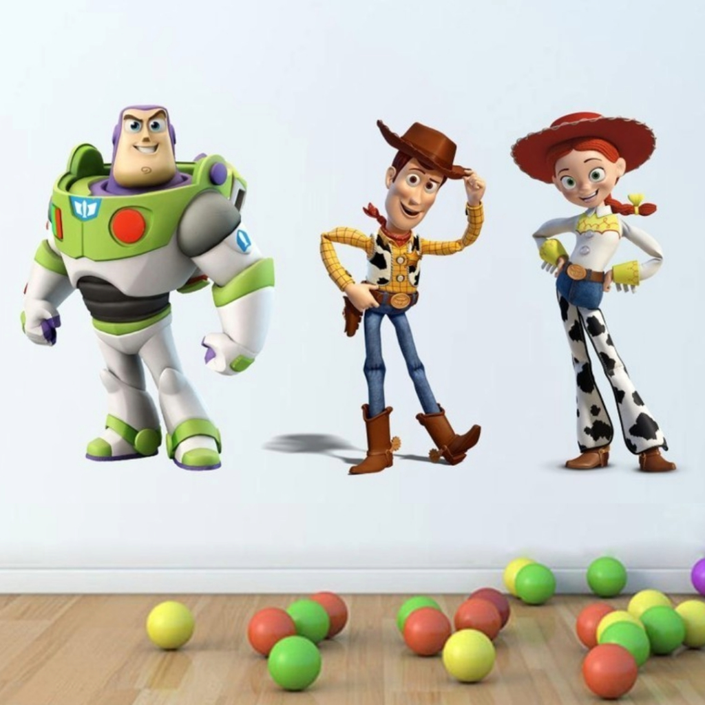 Kit Adesivo de Parede Infatil Toy Story Woody Jessie Buzz Lightyear Decoração Quarto Bebê Kids