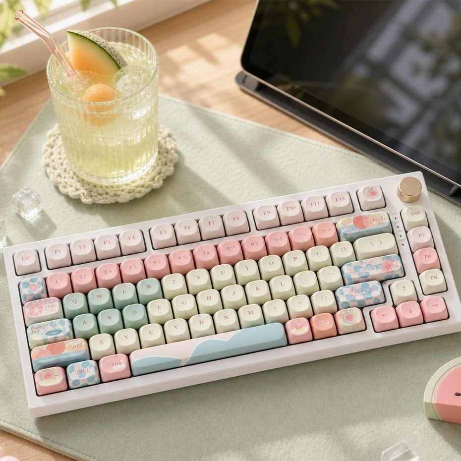 Summer Night Keycap MOA Altamente fofo colorido requintado Material PBT conjunto completo de teclas de sublimação de cin