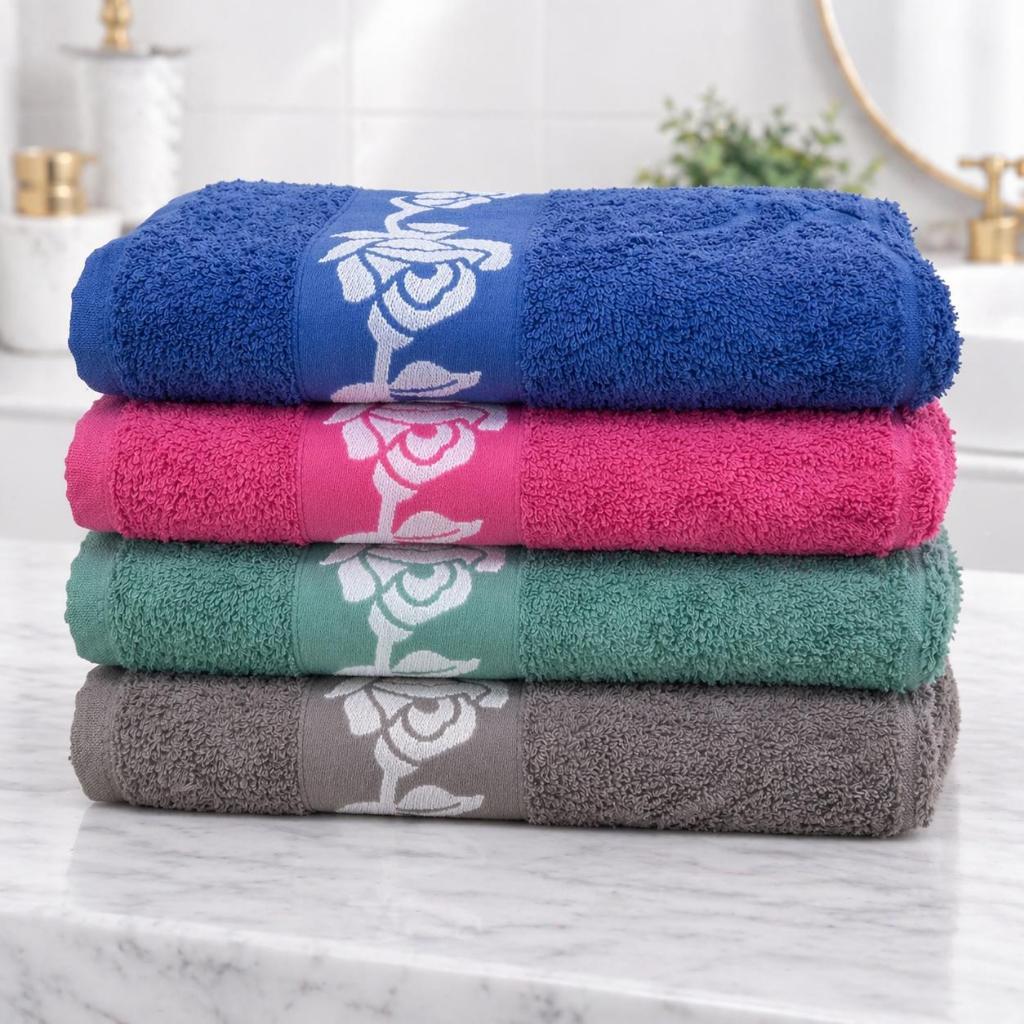 Kit 4 Toalha De Banho Premium Rosas Bouquet Ele e Ela Macia Alta Qualidade Luxo Artelar