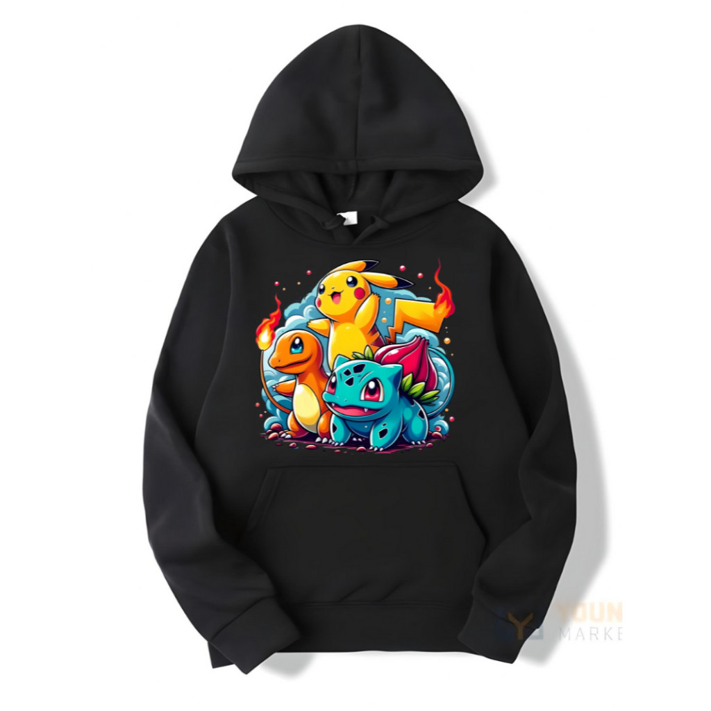 Moletom Pokémon Infantil 08 ao 16 Pikachu Anime Desenho Algodão Masculina Feminina Unissex