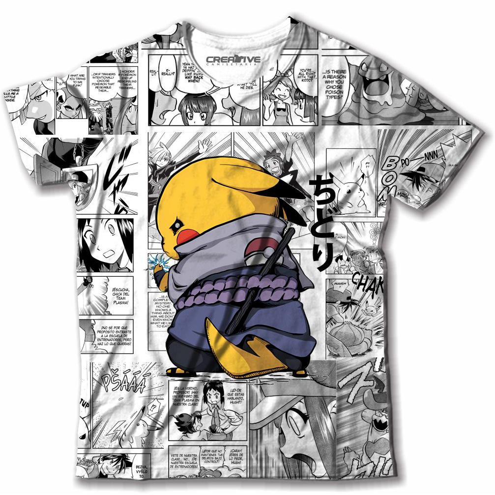 Camiseta Blusa Camisa Anime Pokemon Pikachu Chidori Naruto