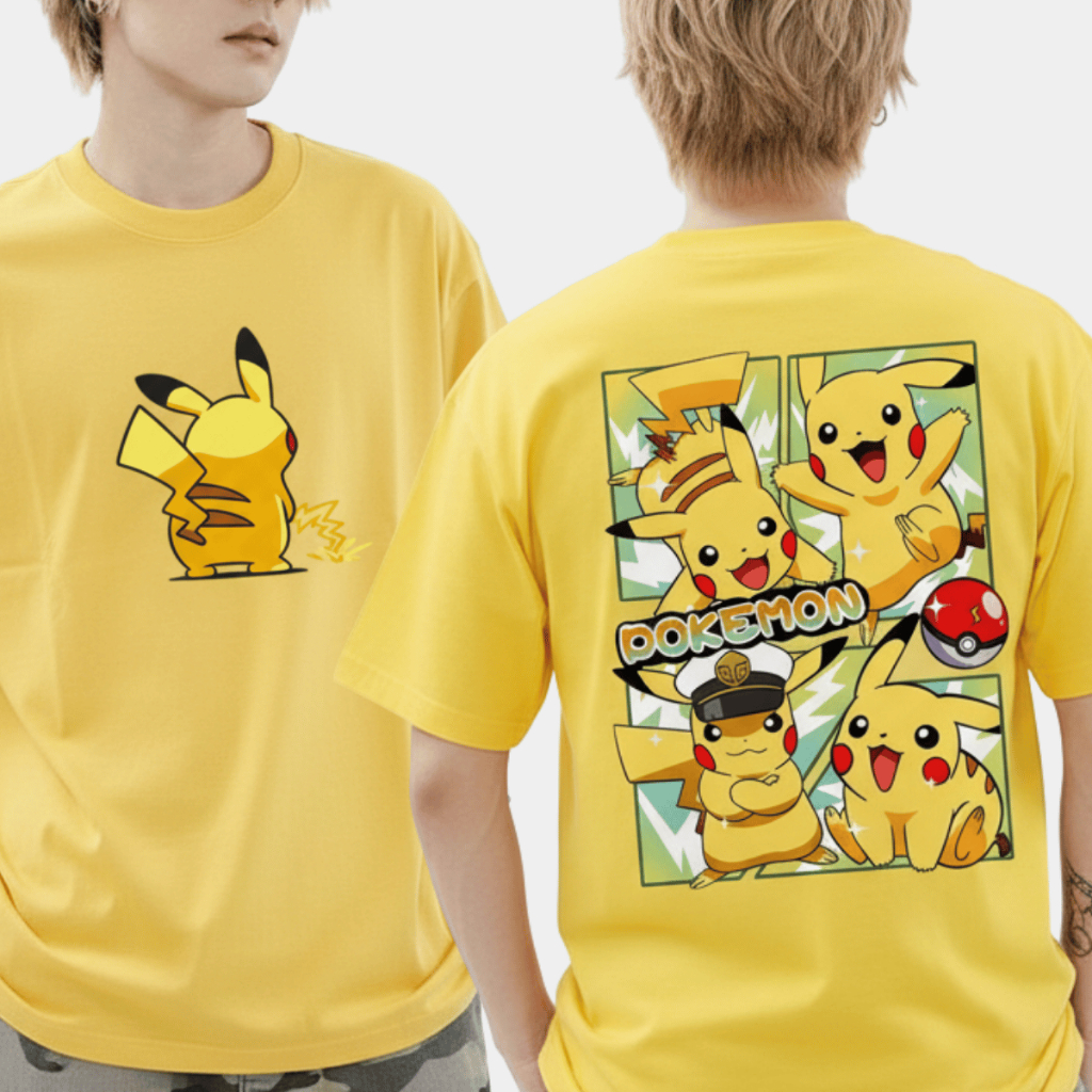 Camiseta Pikachu Anime Pokémon Clássico Camisa Vintage Streetwear 100% Algodão
