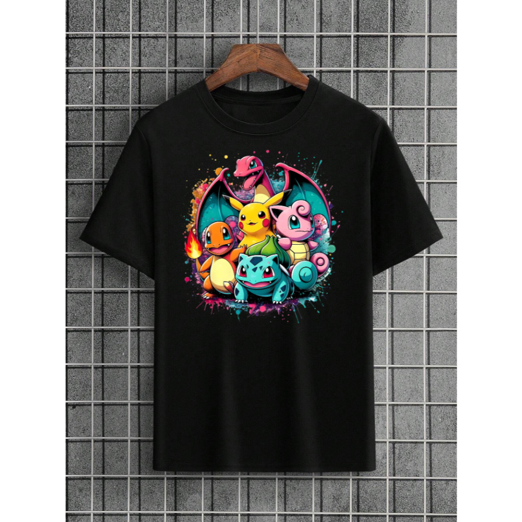 Camiseta Pokémon Pikachu Anime Mangá Desenho Camisa Premium Algodão Masculina Feminina Unissex Verão Academia