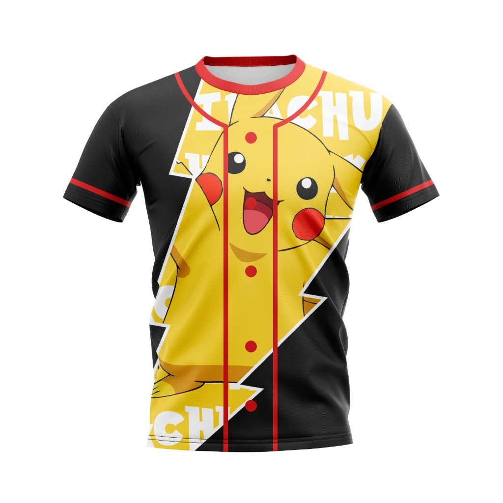 CAMISETA BASEBALL STYLE PIKACHU ANIME POKEMON