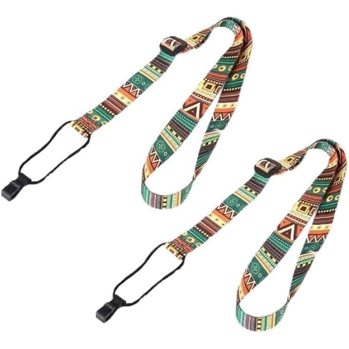 2 Pcs Multicolor Ukulele Strap Adjustable Bohemian Style Printing Ribbon Clip-on Guitar Belt Instrument Guitar Sling Uku