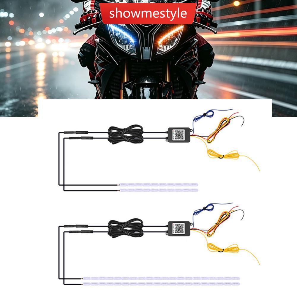 SMS 1 A 2 30 Cm/60 Carro Flexível RGB LED DRL Strip Motocicleta APP Controle Multi-Color Luz De Circulação Diurna Com Si