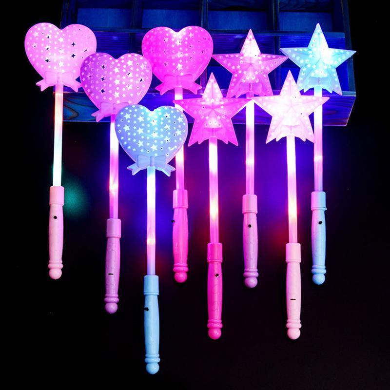 [Fre] Luminoso Piscando Led Scepter Toy Novidade Coração Multi Color Sti Lighting Princess Wand Party Light Up COD