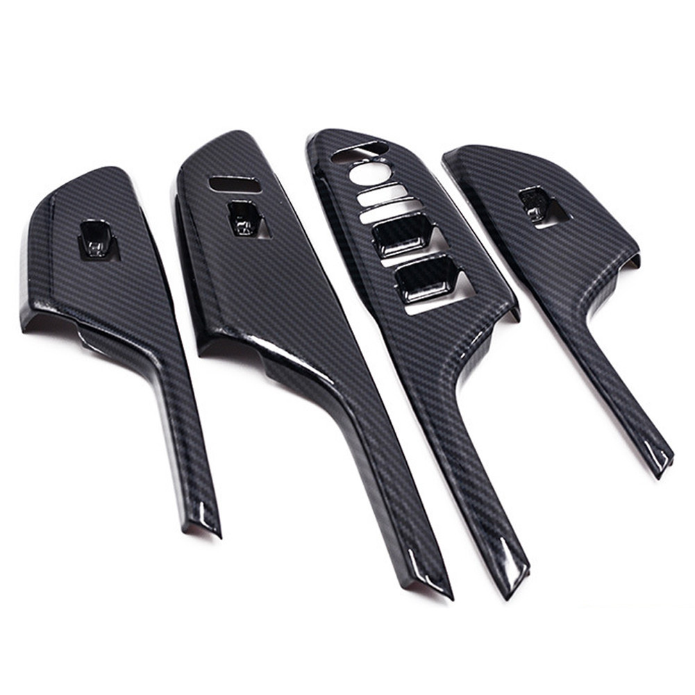 TK 4Pcs/Set Iinterior Door Armrest Glass Button Decorativo Autocolantes Modificação Fibra De Carbono Para Honda Civic 10 2017-2020 Esquerda