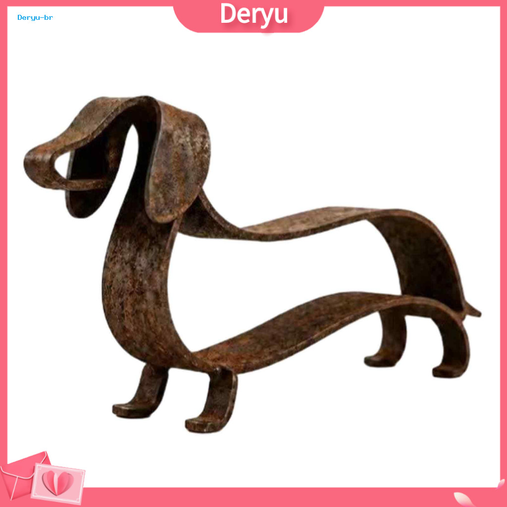 Wrought Iron Decor Dachshund Garden Statues Rustic Metal Sculpture Minimalist Wiener Dog Figurine Vintage Line Art Table