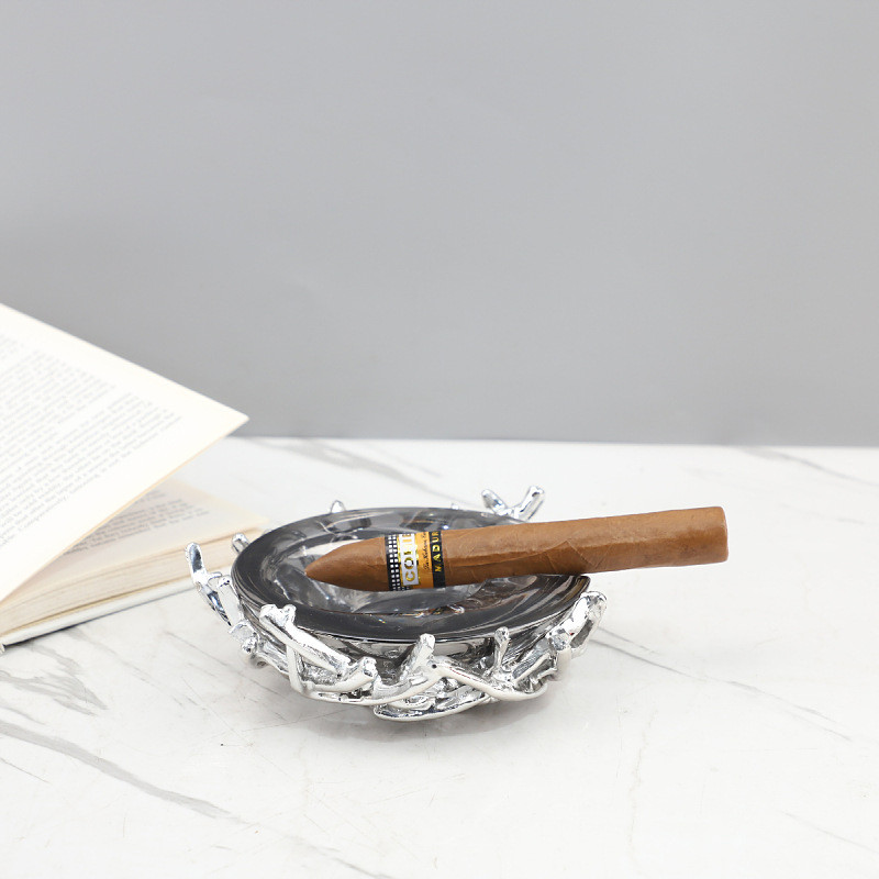 8CKB Modern minimalist metal crystal bird's nest ashtray decoration for coffee table, living room, hotel soft furnishing