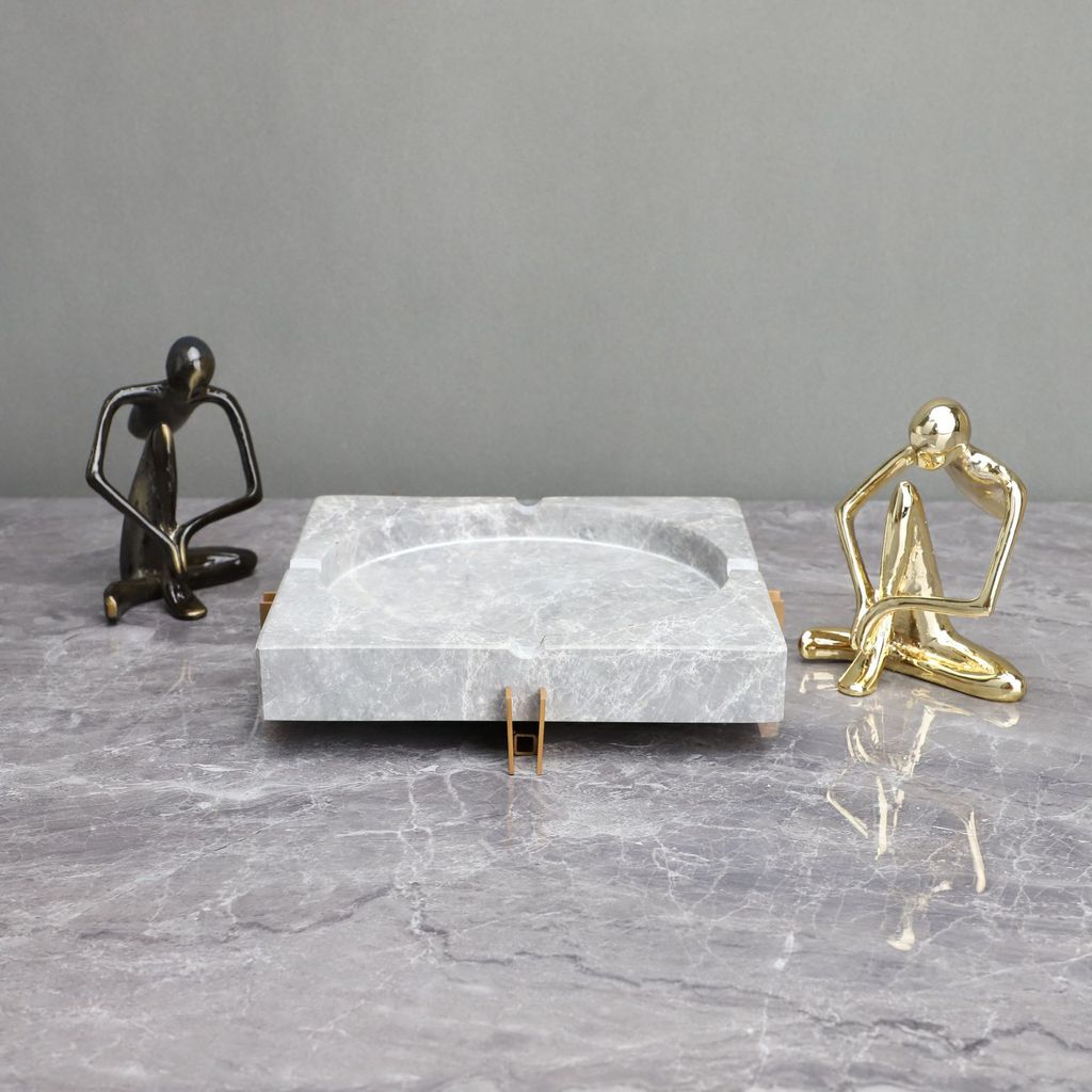 IQTM Modern minimalist metal figure marble ashtray ornament for living room, model home, coffee table, hotel, and home d