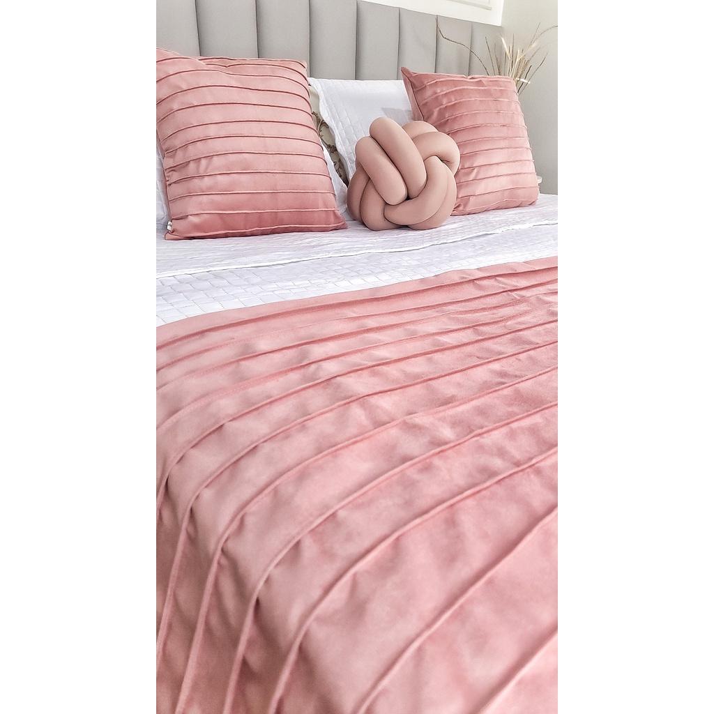 Peseira Drapeada Line Luxo 1,60x0,50m Dupla Face Cama Solteiro | Manta Decoração Premium