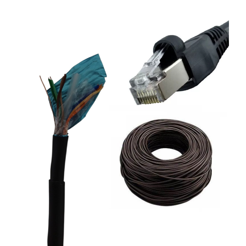 Cabo Rede Cat6 Blindado Ftp Externo Dupla Capa Preto 50m