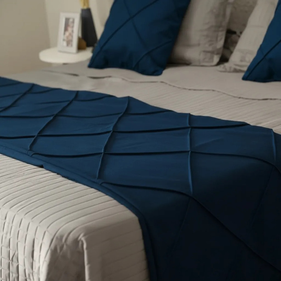 Peseira Drapeada Veludo Luxo 2,90x0,50m Dupla Face Cama King