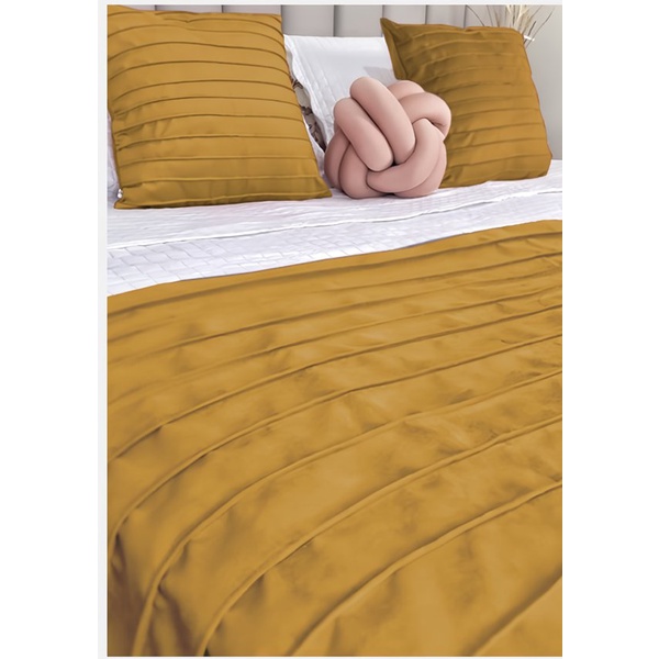 Peseira Drapeada Line Luxo 2,15x0,50m Dupla Face Cama Casal | Manta Decoração Premium