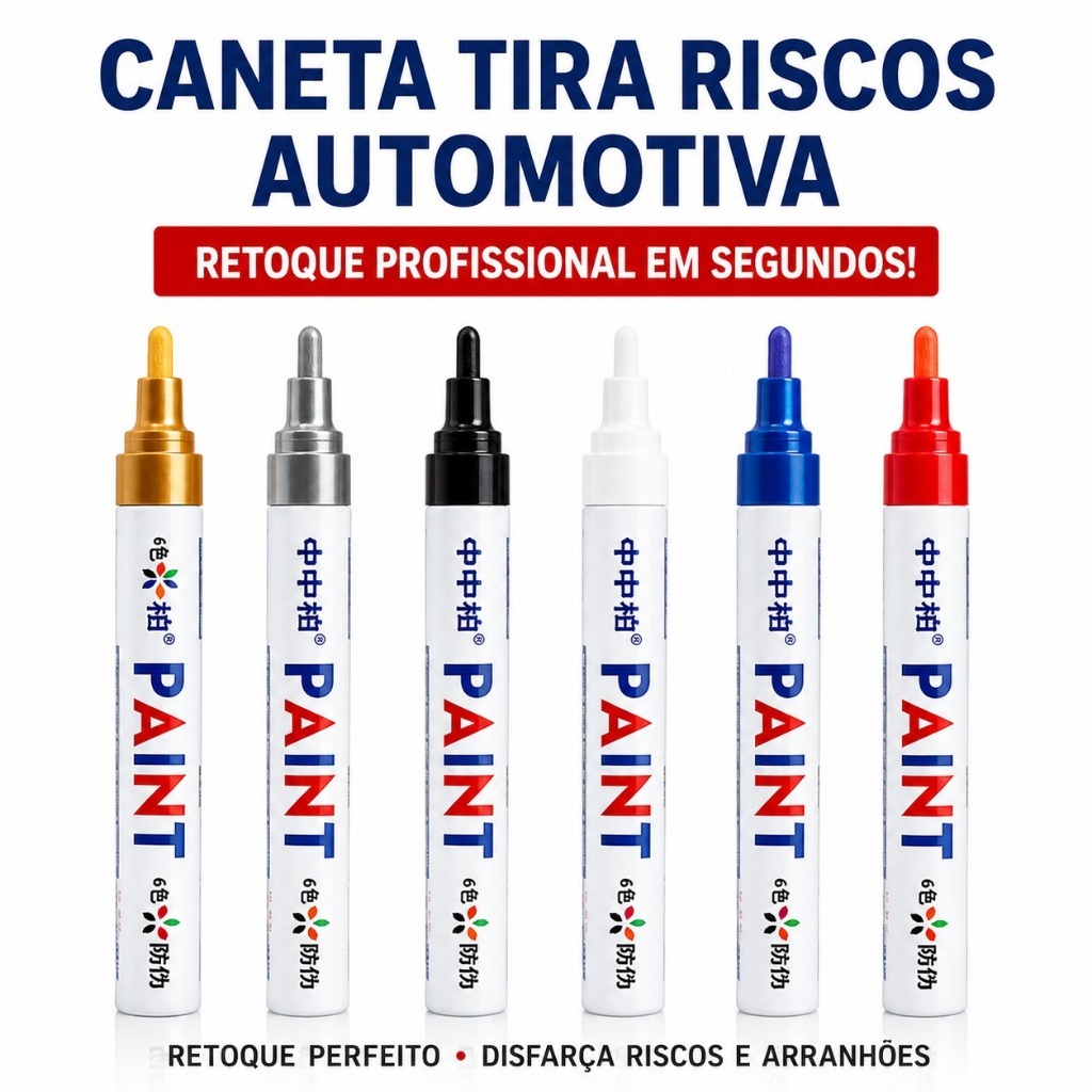 Caneta Reparadora Tira Riscos Pintura Automotiva Carro Moto Permanente Prova Água Original Retoque Multiuso Universal