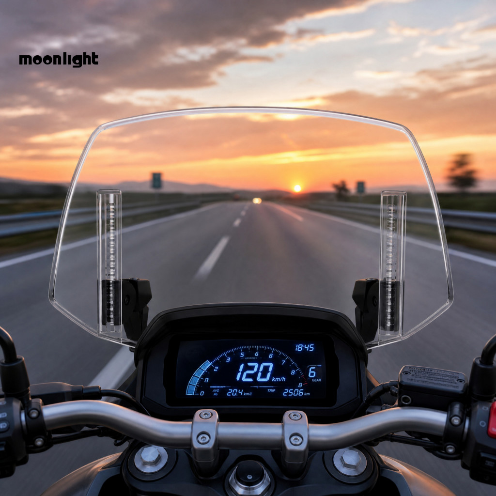 Universal Adjustable Clip-on Motorcycle Windshield Wind Deflector for Honda Suzuki Yamaha and More – Durable Easy Inst