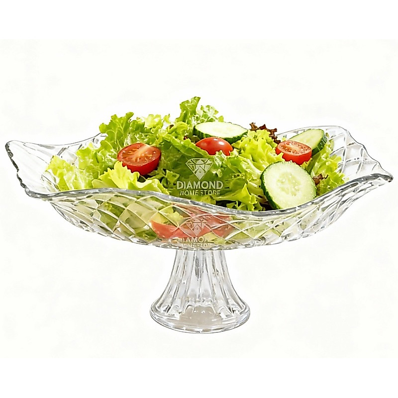 Saladeira e Fruteira de Vidro com Pé – Centro de Mesa para Cozinha e Decoração
