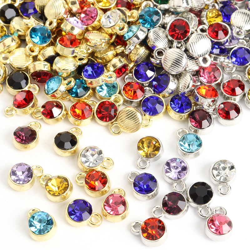 12pcs Pedra De Nascimento Colorida Twelve Star Stone Rhinestone Inlaid Charms DIY Necklace Pulseira