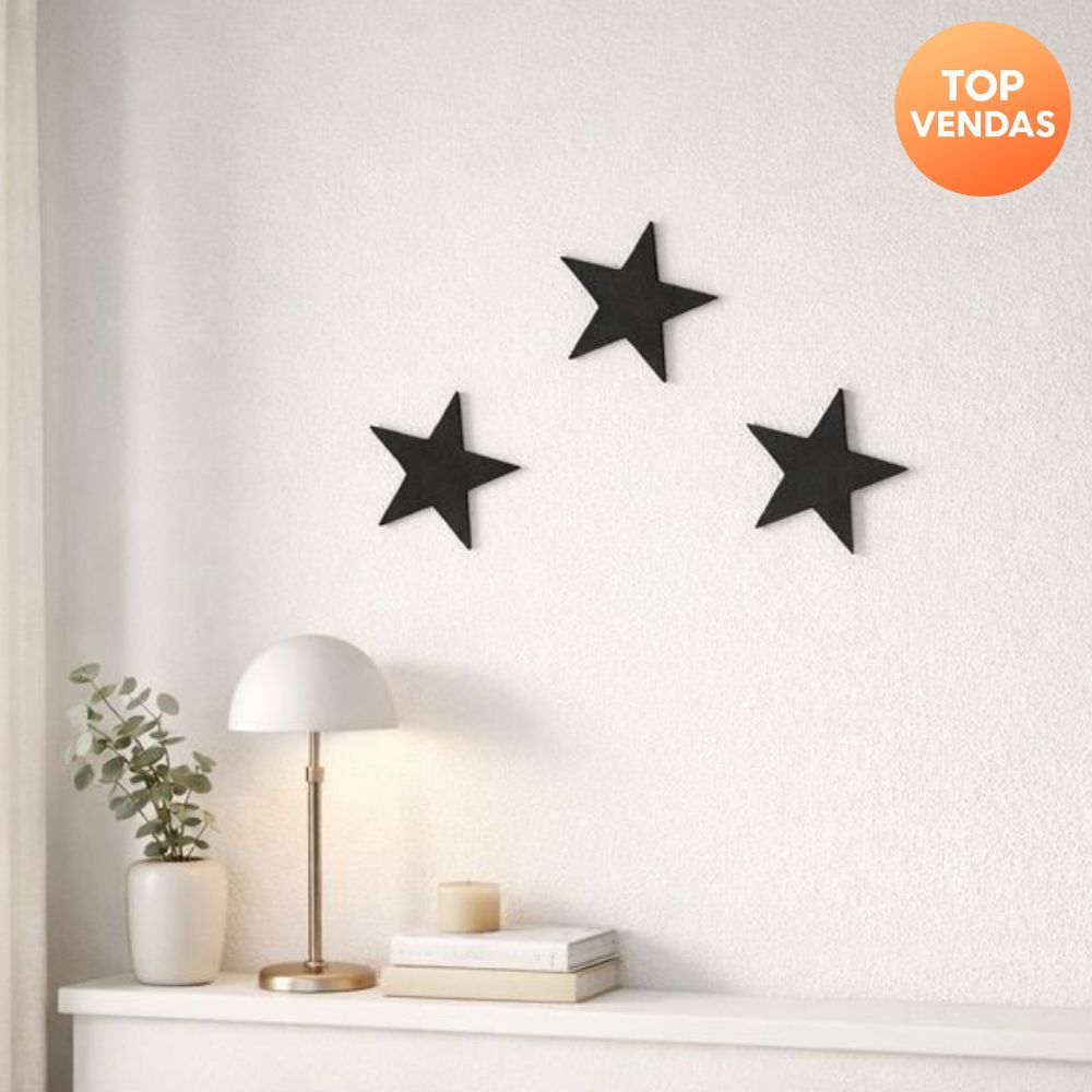 Kit Aplique Estrelas Decorativa de parede Cabeceira Decoração Sala Artesanato DIY MDF