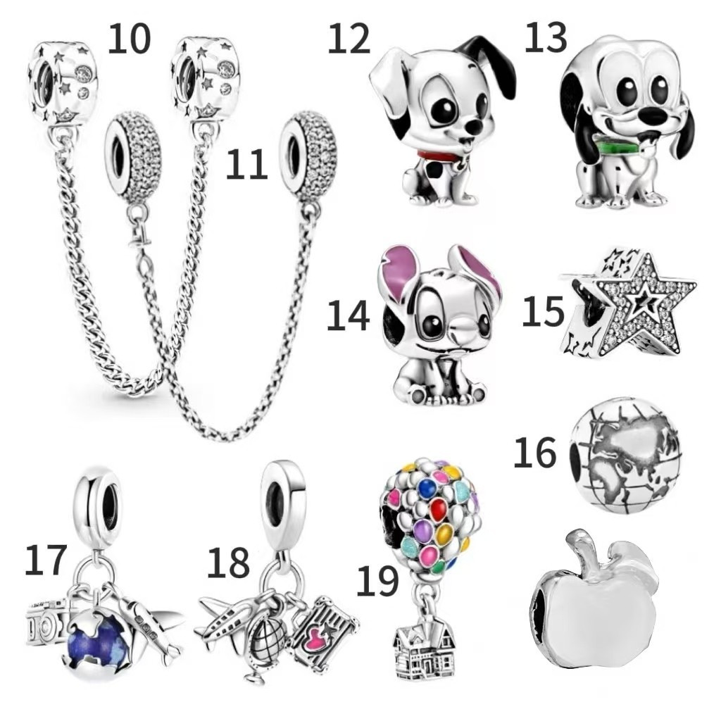 Conjunto de 4 peças de pingentes de charm DIY S925 prata estrela filhote de cachorro acessórios pulseira contas