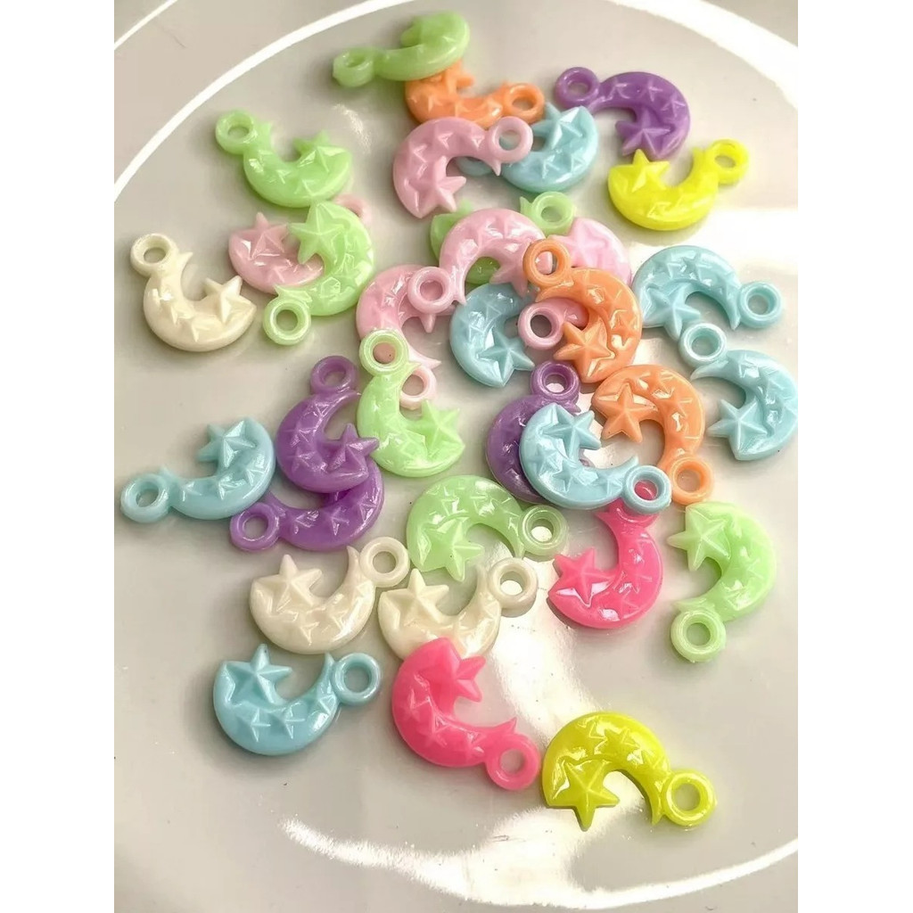 145 Peças Miçangas Coloridas Lua e Estrelas 13×20mm 50g para Pulseiras DIY