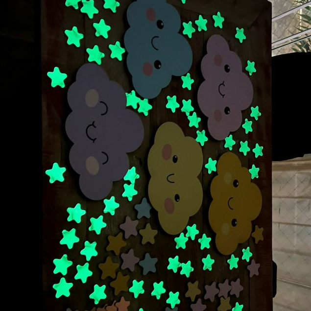 Estrelas Acrílico Holográfico Fotoluminescente Decoração Parede Quarto DIY