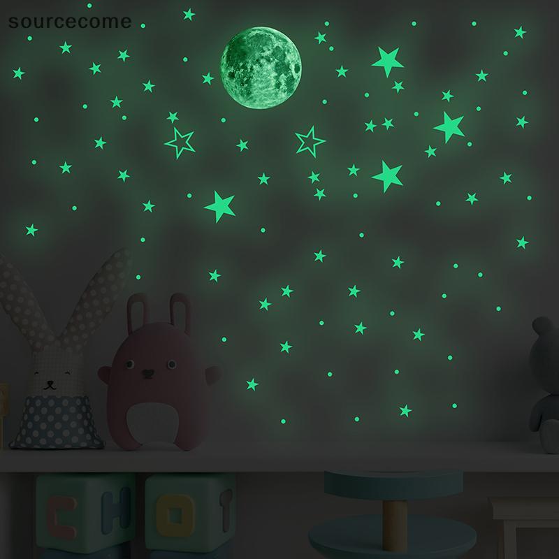 [sourcecome] 127pcs Luminous Star Moon DIY Parede Decorativa Stier Night Party Brilha No Escuro Boutique