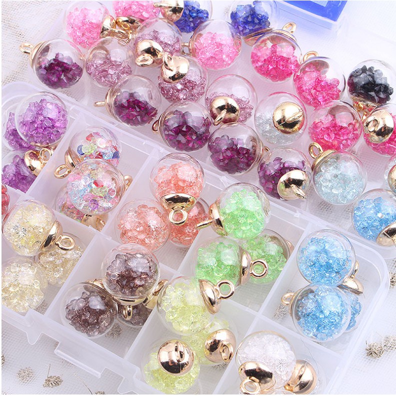 16mm Redondo Transparente Cor Estrela Bola De Vidro Ornamento Brincos studs Acessórios DIY Materiais Artesanais