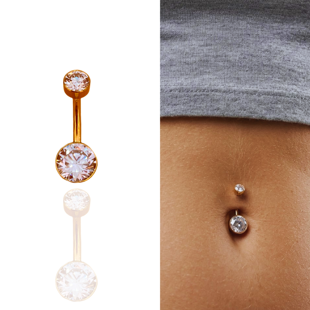 Piercing Banana Bell Titânio Dourado Flat 1.6x10x5/8