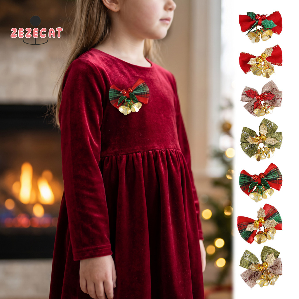 Christmas Tree Decorations Decorative Wedding Favors 2pcs Bell Bow Ornaments Fabric Ribbon for Gift Boxes Candy Doll Clo