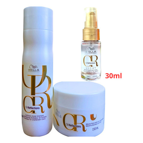 Wella Professional Oil Reflection Luminous Light Shampoo 250ml+Máscara 150ml+Oil 30ml Kit 3un