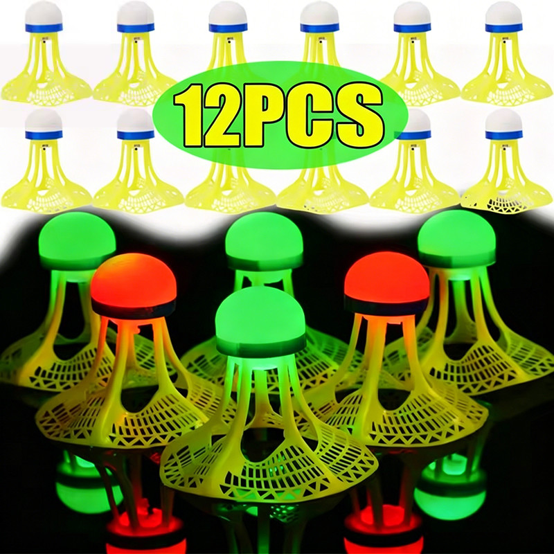 12-3Pcs LED Light-up Luminous Nylon Badminton Resistente Ao Vento-Petecas Coloridas De Iluminação À Prova De Trem De Prá