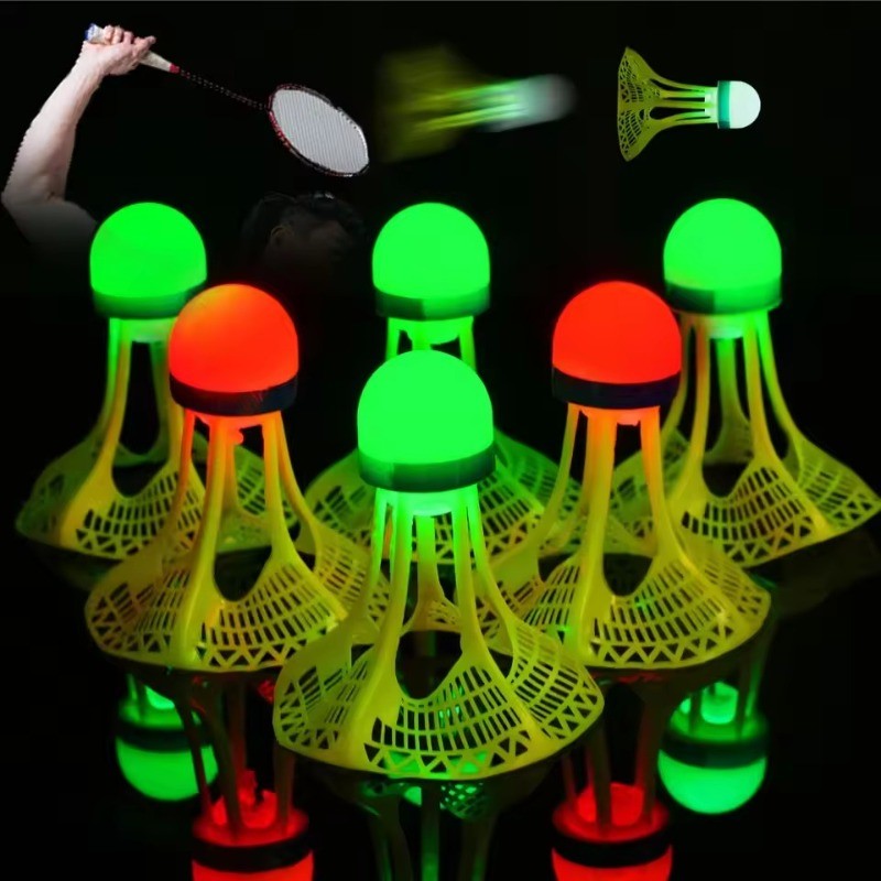 12-3Pcs LED Light-up Luminous Nylon Badminton Resistente Ao Vento-Esportes Ar Livre Duráveis-Trem De Prática Noturna-Pet