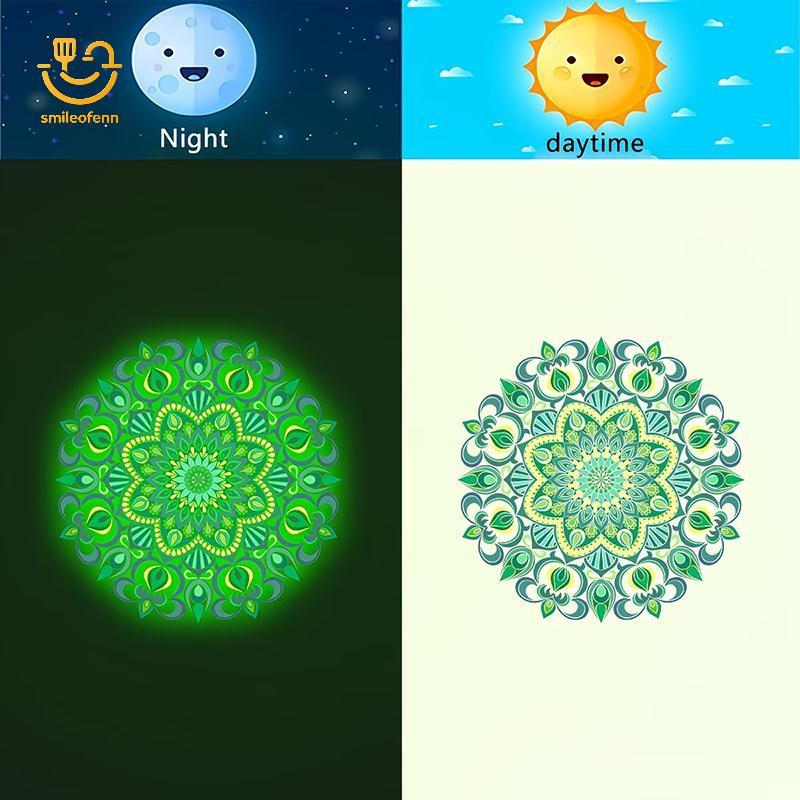 smileofenn Luminous Mandala Toilet Stier Brilha No Escuro Autoadesivo Removível Parede Night Light Decoração De Banheiro