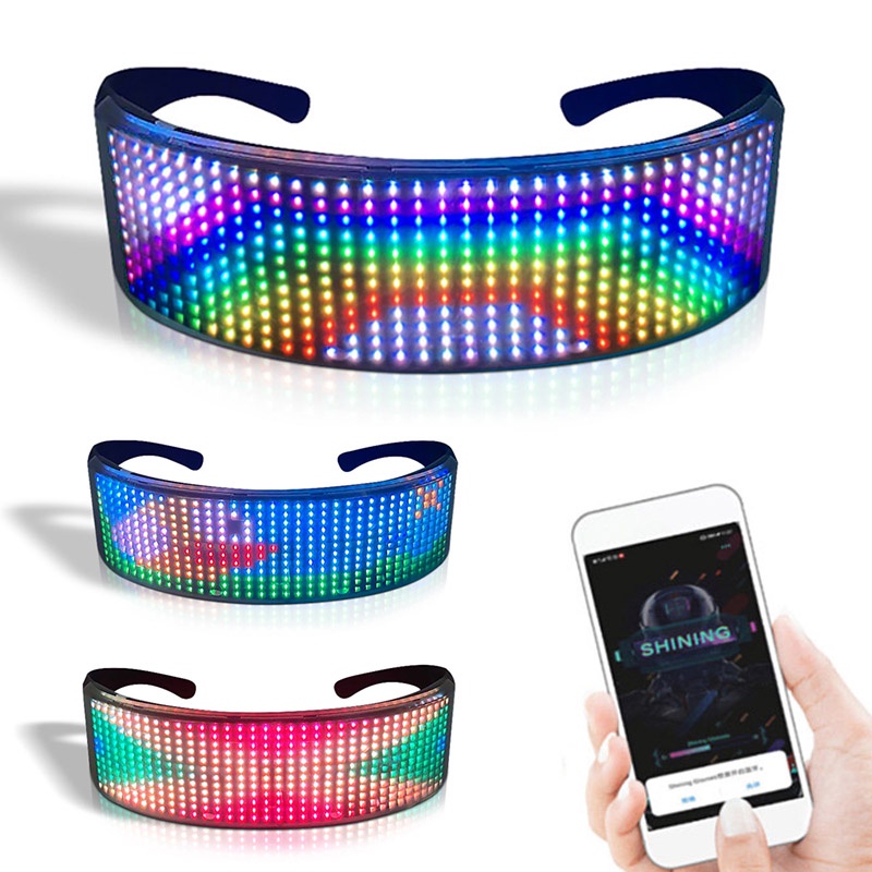 Led Óculos Bluetooth DIY Luminous Rave Party Glasses Festival De Sol Gafas Eletrônico Brilhante Neon Lights