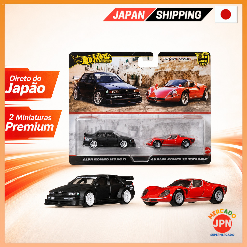 Hot Wheels Premium 2-Pack Alfa Romeo 155 V6 TI / '69 Alfa Romeo 33 Stradale Vehicl Direct from JAPAN